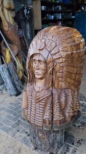 11 reactions | An Indian bust made from a nice chunk of white oak! | Indiana Carvings | Facebook
