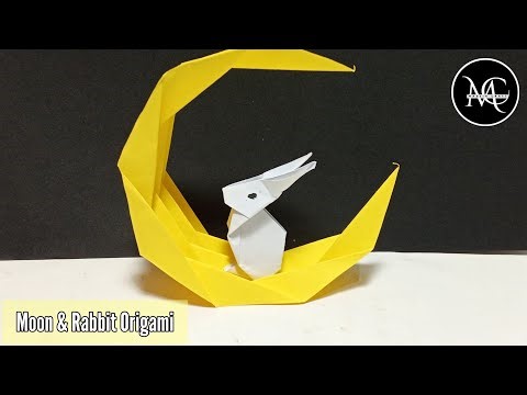 Moon and Rabbit Origami / How to make paper moon and rabbit