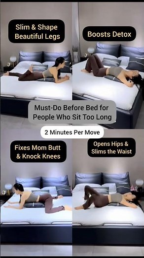 4 Bed Exercises to Slim Legs, Open Hips & Relax Your Body Before Sleep.✅