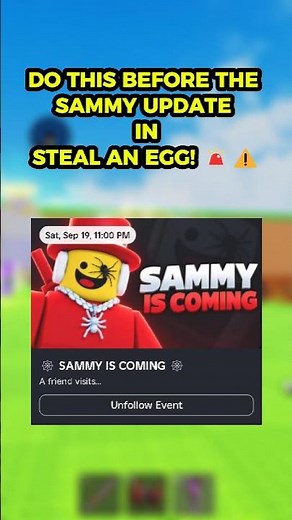 Do this BEFORE the Sammy Update in Steal An Egg! 🚨 #roblox #shorts