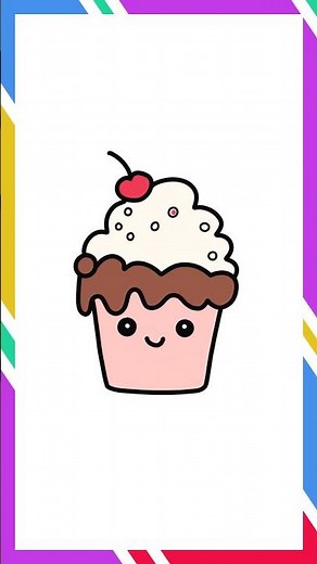 Drawing Cute Cupcake Cartoon Easy