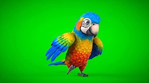 Download Cartoon Macaw Spreading Wings on Green Screen Animation for Animated Presentation for free
