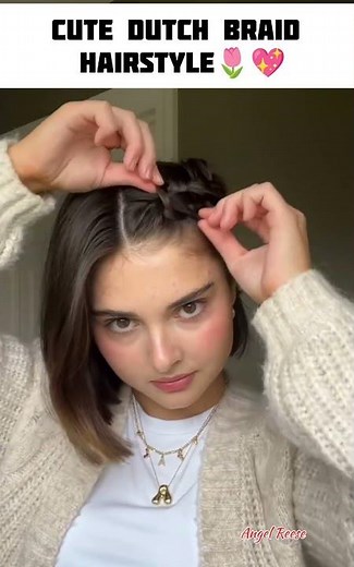 Cute Dutch Braid Hairstyle Tutorial For Short Hair