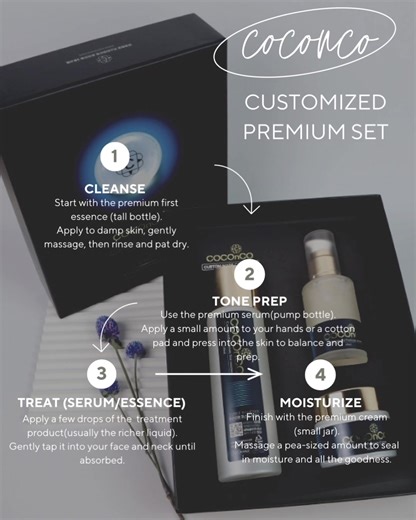 ✨ Glow starts with the right skincare routine! ✨ Introducing the Coconco Customized Premium Set — your complete 4-step routine for healthier, brighter, and more radiant skin 💖 🖤 Cleanse – start fresh 🖤 Tone Prep – balance and prep 🖤 Treat – nourish and repair 🖤 Moisturize – seal in the glow Perfect for daily skincare to keep your skin smooth, hydrated, and glowing ✨ Upgrade your routine and let your skin feel the premium care it deserves! #Coconco #CoconoSkincare #SkincareRoutine #GlassSkin