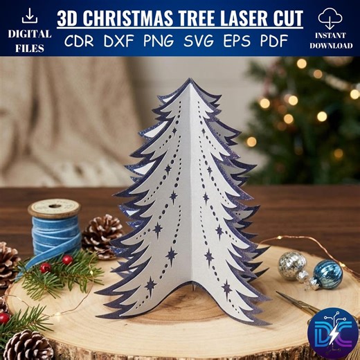 3D Christmas Tree SVG Laser Cut File, Standing Winter Table Decor (digital Download) - Etsy