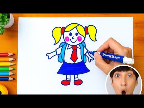 How to Draw a School Girl – Easy & Cute Drawing for Beginners | Step by Step Art Tutorial | J2L