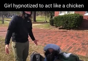 Girl hypnotized to act like a chicken - iFunny