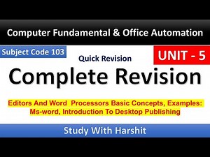 Unit - 5 | Computer Fundamental And Office Automation | BCA 1 Semester | BCA 103 Complete Revision