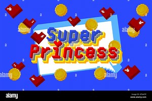 Super Princess pixel art calligraphy lettering. Retro video game style print for kids or babies t-shirt design, room decoration. Vector stock illustra Stock Vector Image & Art - Alamy