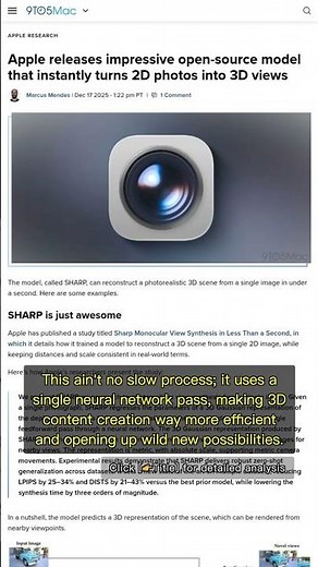 🧐👉 Apple's SHARP Model: One Photo, Instant 3D Scene – How They Flipped the Game #QixNewsAI
