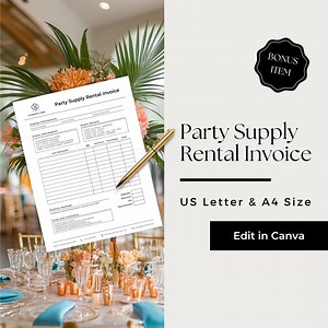 Party Rental Invoice, Party Equipment Rental Service, Party Invoice, Party Supply Rentals, Event Decor, PYB101-1 - Etsy