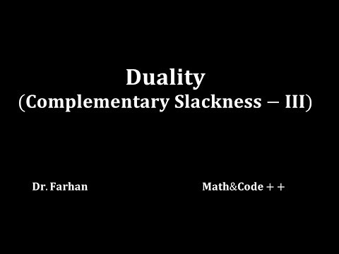 Complementary Slackness-III| UMA035