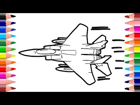 Fighter jet drawing - How to draw F15 fighter jet - Fighter jet coloring