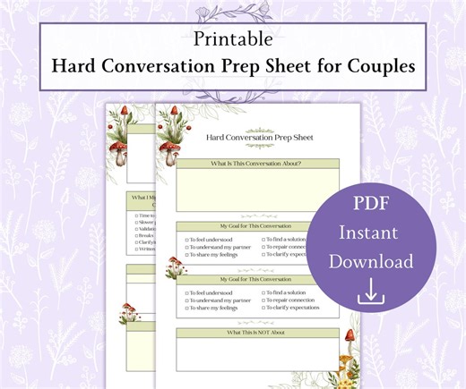 Hard Conversation Prep Sheet for Couples Printable PDF, Difficult Talk Planning Worksheet, Neurodivergent & ADHD Communication Too - Etsy Canada