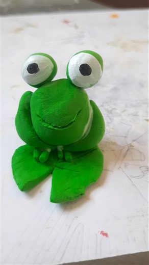 🐸Tiny frog with clay🥰| #art#craft #wall #diy #shorts#clay#softclay #artandcraft#viral#trendingshorts
