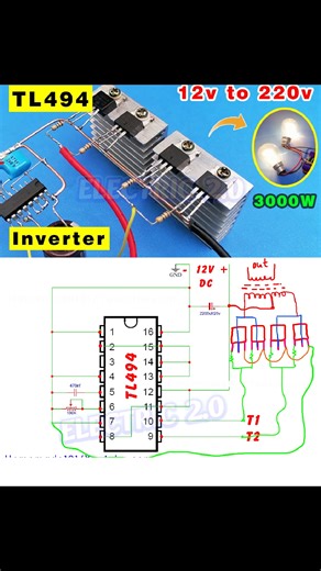 How to make a Powerful Inverter 12v DC to 220v AC using TL494 | Electric 2.0