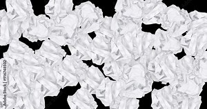 White Paper stop motion transition for arts & craft videos. crumbled paper, Drag and drop, transparent Pre-rendered with alpha channel