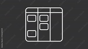 Animated diagrams white icons. Flowcharts line animation library. Project management. Process infographic. Isolated illustrations on dark background. Transition alpha. HD video. Icon pack vídeo de Stock