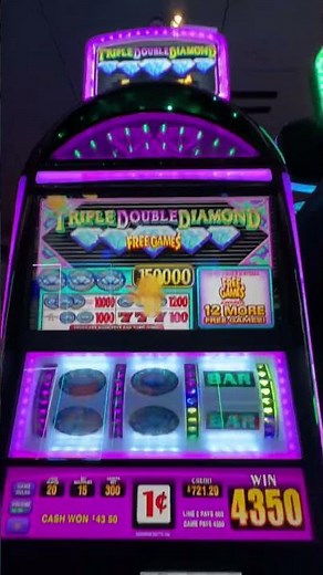 Triple Double Diamond FREE GAME$ slot machine win at @harrahscherokeenc