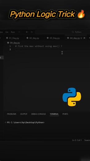Python Logic 🐍: Find Largest Number Without max(). #ytshorts #coding #programming #logic