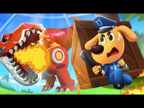 Big Dino And A Big Fire | Safety Cartoon | Cartoon for Kids | Sheriff Labrador