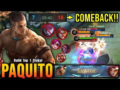 Paquito SAVAGE!! EPIC COMEBACK, 100% Super Intense Battle!! - Build Top 1 Global Paquito ~ MLBB