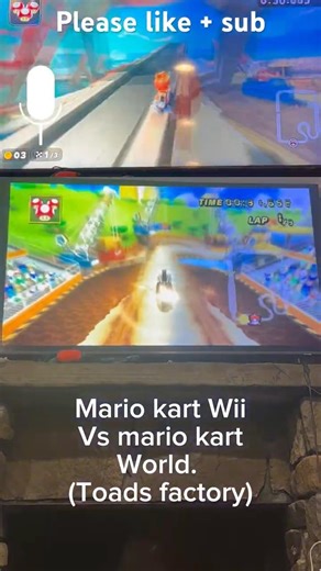 Mario kart world, toads factory vs Wii’s. #mkwii #mkworld #mariokartworld #mariokartwii