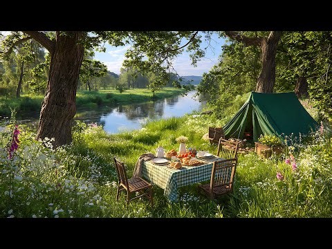 Picnic by the Riverside – Flowing Water & Birdsong Peaceful Ambience