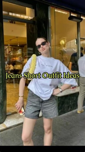 Jeans short Outfit Ideas #ootd #inspirasioutfit #shortvideo