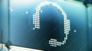 Free Webinar Digital Sign Animation: LED display shows webinar related icons morphing into one another including prompts to connect, join.