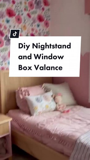 DIY Nightstand and Box Valance! Head to my IG highlights for tutorials! #diy #diyer #diynightstand #girlroominspo