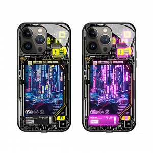 Cyberpunk LED iPhone Case: Sound Control, Color Changing, Tempered Glass - Etsy