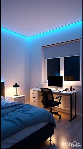 Blue LED Gaming Bedroom Setup – Modern Aesthetic Room Design