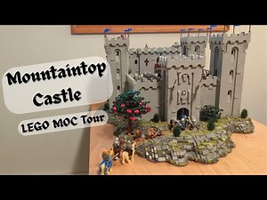 Giant LEGO Mountaintop Castle MOC - With a Complete Modular Interior