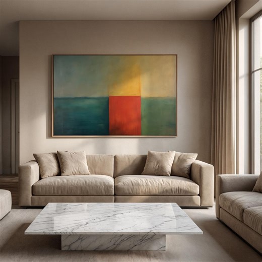 Large Abstract Wall Art Digital Download Mid Century Modern Poster Minimalist Red Blue Green Print Japandi Decor Contemporary Living Room - Etsy