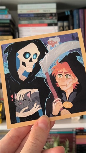 La Mara on Instagram: "I love Discworld by Terry Pratchett so I couldn’t resist making some fanart ✨ This is a little drawing of Mort with Death and Ysabell. Mort was my first Pratchett book and it is still one of my all-time favourites 🩷 #BookTok #discworld #FanArt #fyp #artreel"