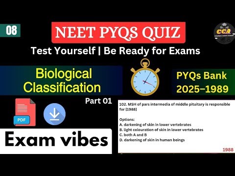 Biological Classification (01)PYQs (2025-1989) |Quiz 08| Exam feeling|#neet#neetpyq#neetquiz