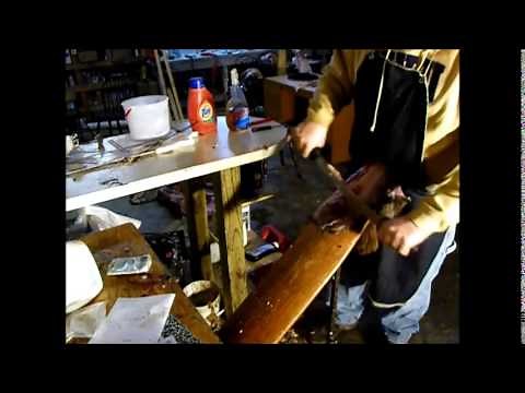 Fleshing a Beaver Hide