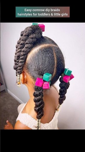 easy cornrows diy braids hairstyles for toddlers & little girls #shorts #kidshairstyle #cornrows