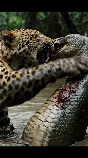 Giant Anaconda vs Leopard – Deadly Fight in Muddy Jungle Lake | Cinematic 4K