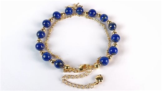 Watch Natural Lapis Lazuli Bracelet with 14K Gold-Plated Chain on Amazon Live