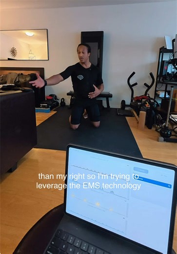 🦾WB-EMS 👨🏾‍💻EMG Monitoring = Peak Performance 🤩 Muscle activity analysis reveals which muscles are engaged, highlights asymmetries, and enables personalized and precise technique adjustments in real time throughout workouts. This style of biofeedback can transform training into a more engaging experience and improve overall efficacy and efficiency while maintaining motivation through visible progress. #fyp #workout #ems #biohacking #exercise