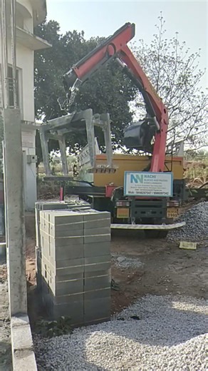 Mini Crane Lifts Massive Concrete Blocks Saves HOURS of Labor #howto #crane #machine #construction