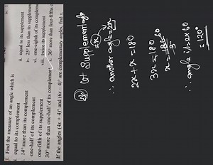 Find the measure of an angle which is i. equal to its complemen... | Filo