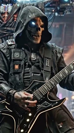 Glowy Guitar Masterpiece: Future City Vibes & Cyberpunk Beats! #shorts