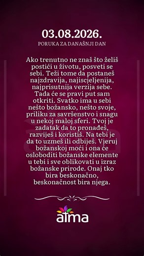 ATMA Poruka dana 3.8.2026.