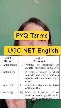 Antonomasia, Antiphrasis, Apocrypha, Aretalogy | Literary Terms|UGC NET PYQ #english