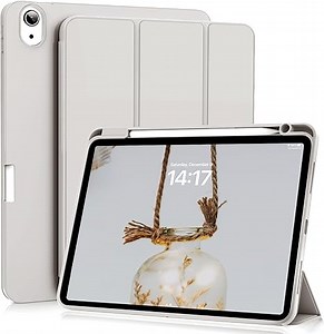 Hülle für iPad Air 8./7./6. 11 Zoll 2026 M4 2025 M3 2024 M2/ iPad Air 5 4 (2022/2020 10,9 Zoll) mit Stifthalter, Weich TPU Schutzhülle Auto Sleep/Wake, Unterstützt Pencil Pro/USB-C, Grau