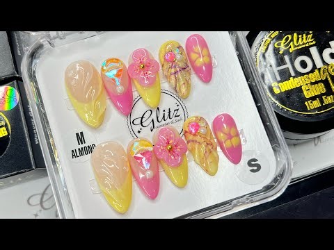 Waves & Drops Summer Nail Art 🌊🌸💛- Beginners Tutorial - How to Quick Easy Simple