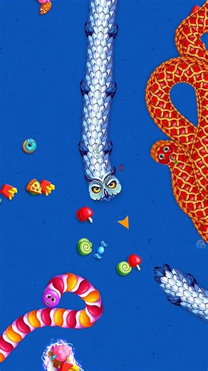 Giant Ice Snake Trapped the Red Worm! 😱🔥 Massive Food Loot | Worms Zone.io #shorts